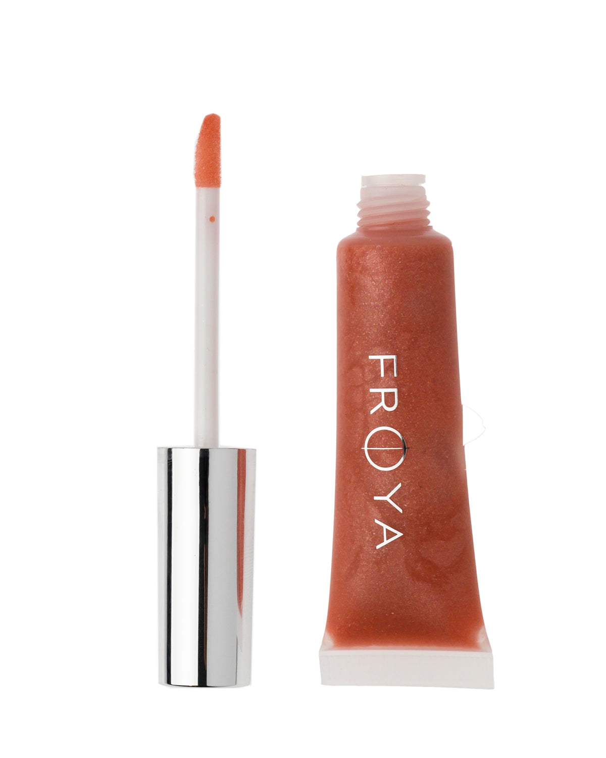 Frøya Silk Lipgloss, nyanse No 3. Fersken med multifarget glitter og gjennomsiktig finish